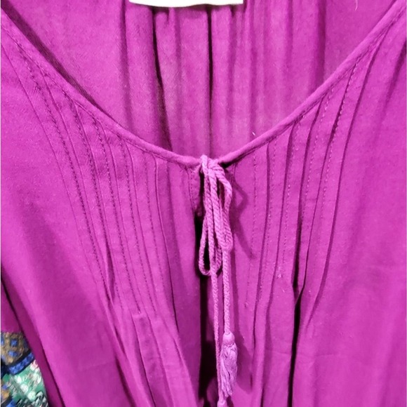 Purple peasant blouse flutter sleeves‎ - Picture 3 of 6